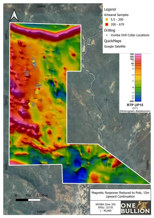 Figure 1. Vumba magnetic response map (RTP, 15 m upward continuation).