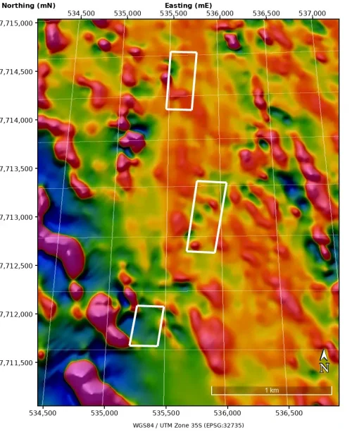 Figure 1. Vumba magnetic response map (RTP, 15 m upward continuation).